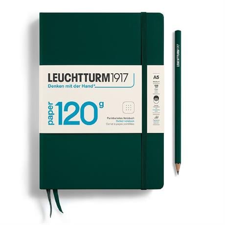 Leuchtturm 1917-Leuchttrum 1917 Superior Paper Edition 120 G/M² Sert Kapak, A5, Noktalı Forest Green 370341-Noktalı-1-Milagron.com