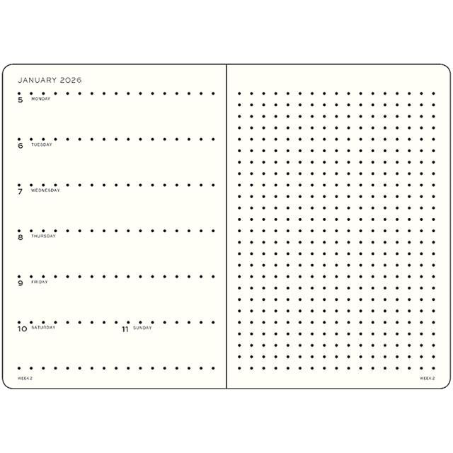 Leuchtturm 1917-Weekly Planner & Ajanda Defter Noktalı Wallet (B6+ X A6) 2026, Rising Sun, English 372880-Noktalı-2-Milagron.com