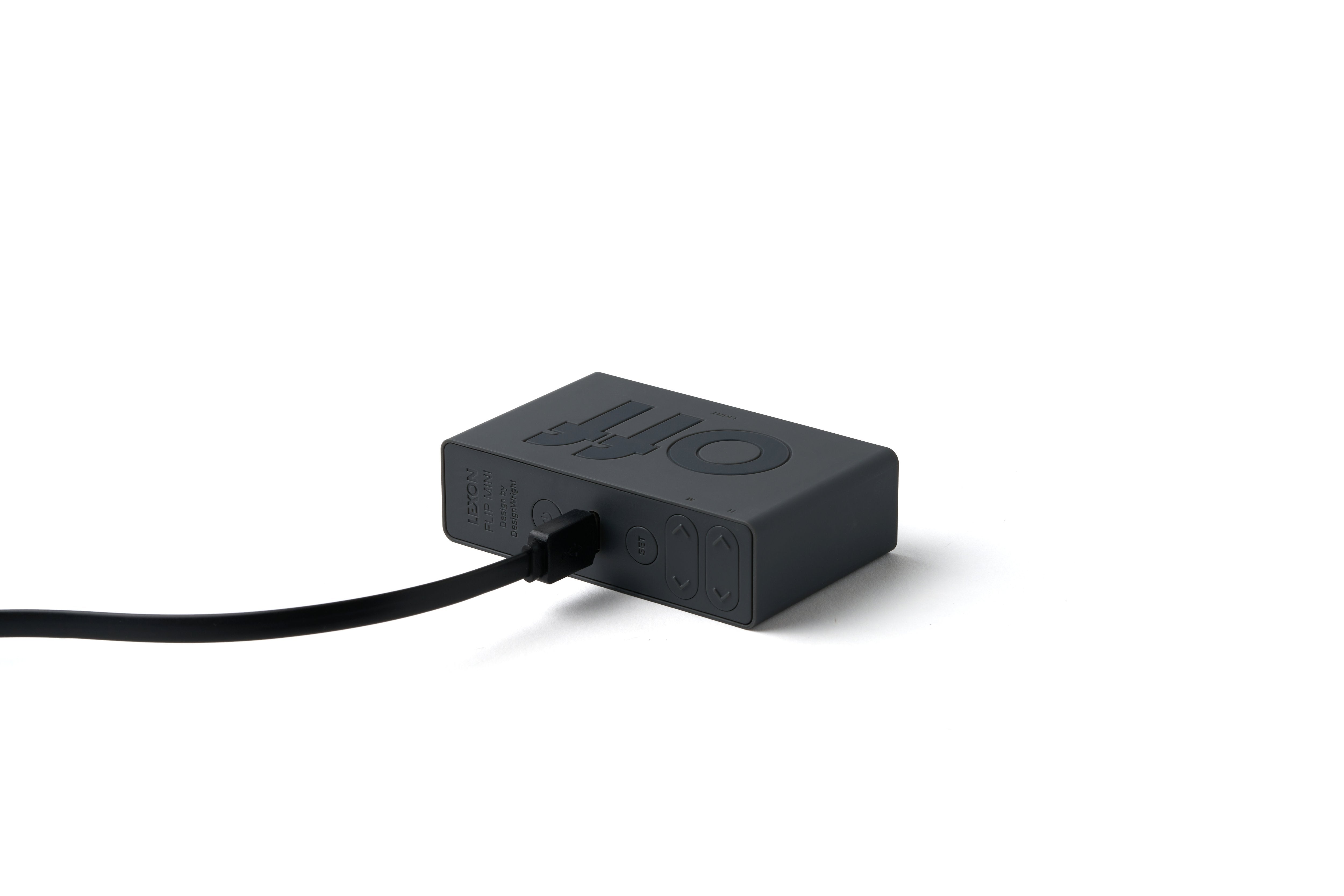 Lexon-Lexon Flip Mini Şarj Edilebilir Alarm Saat Koyu Gri-Alarm Saatler-4-Milagron.com