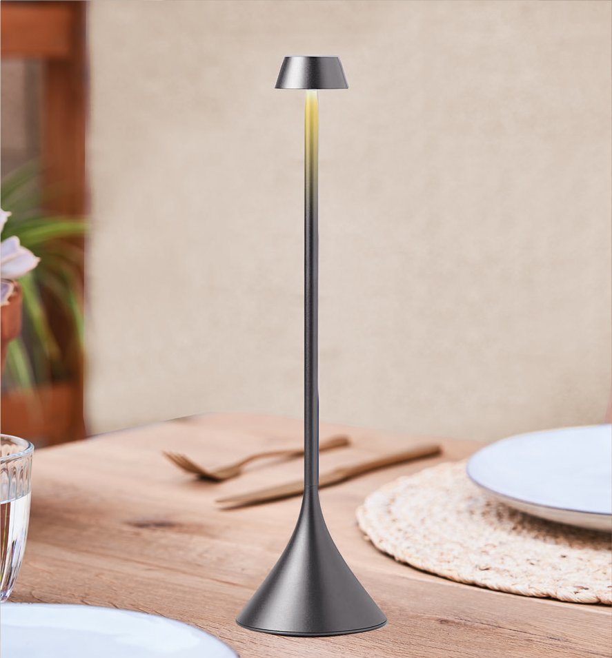 Lexon-Steli Shade Led Masa Lambası Metalik Gri-Masa Lambası-14-Milagron.com