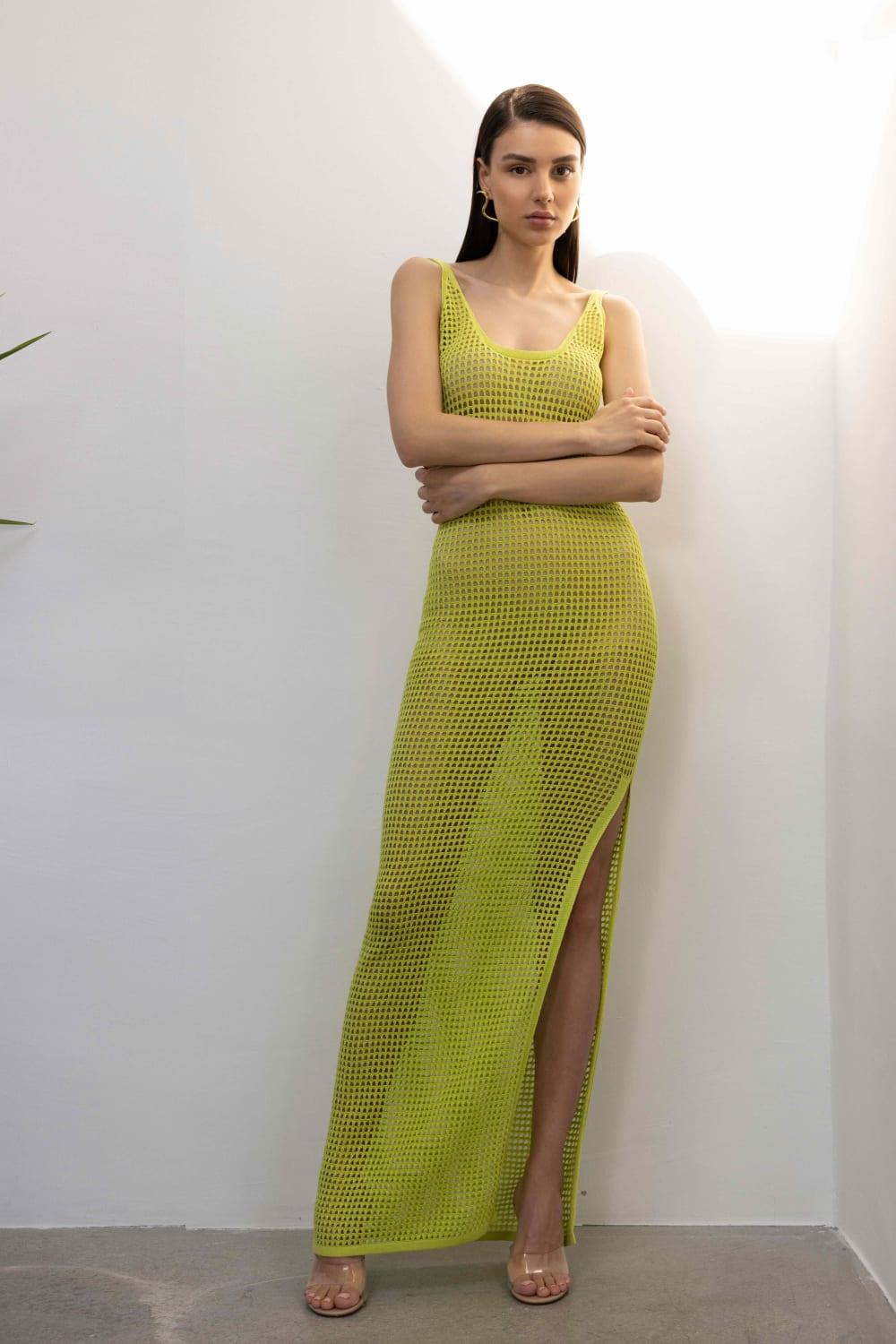 Licia İstanbul-SORUNLU - Loka Yeşil Maxi Boy Örgü Elbise-Elbise-1-Milagron.com