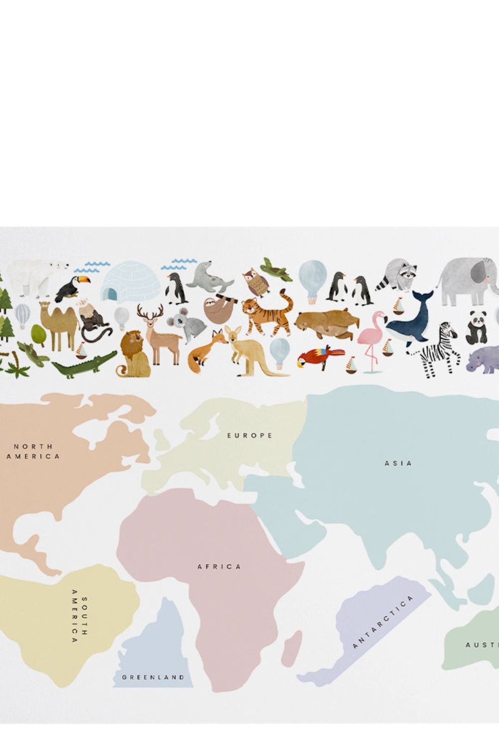Lil'Gaea-Dünya Haritası & Hayvanlar Colorful Duvar Etiketi-Duvar Dekorları-1-Milagron.com