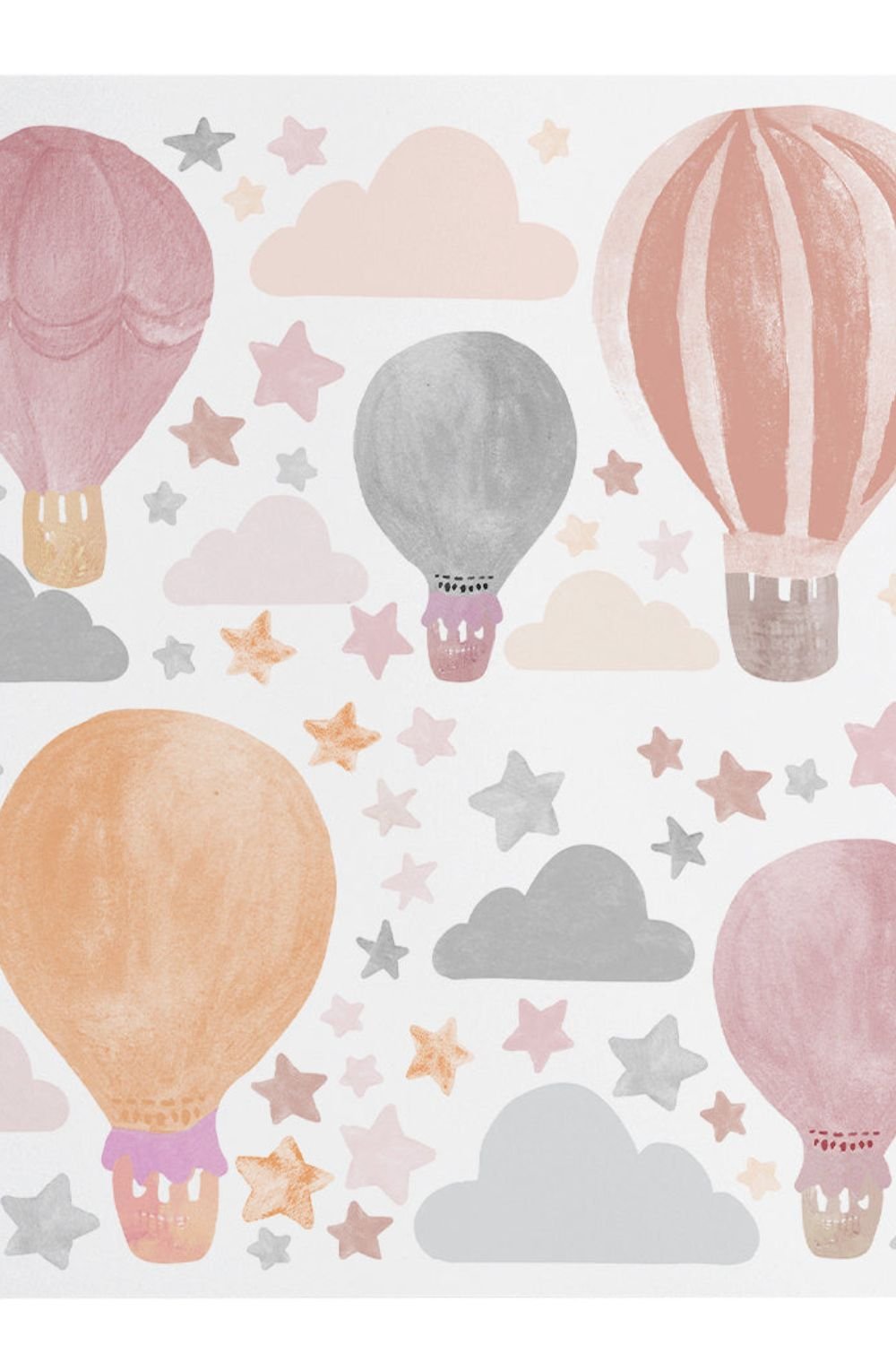Lil'Gaea-Suluboya Pembe Balon & Yıldız Xl Duvar Etiketi̇-Duvar Dekorları-1-Milagron.com