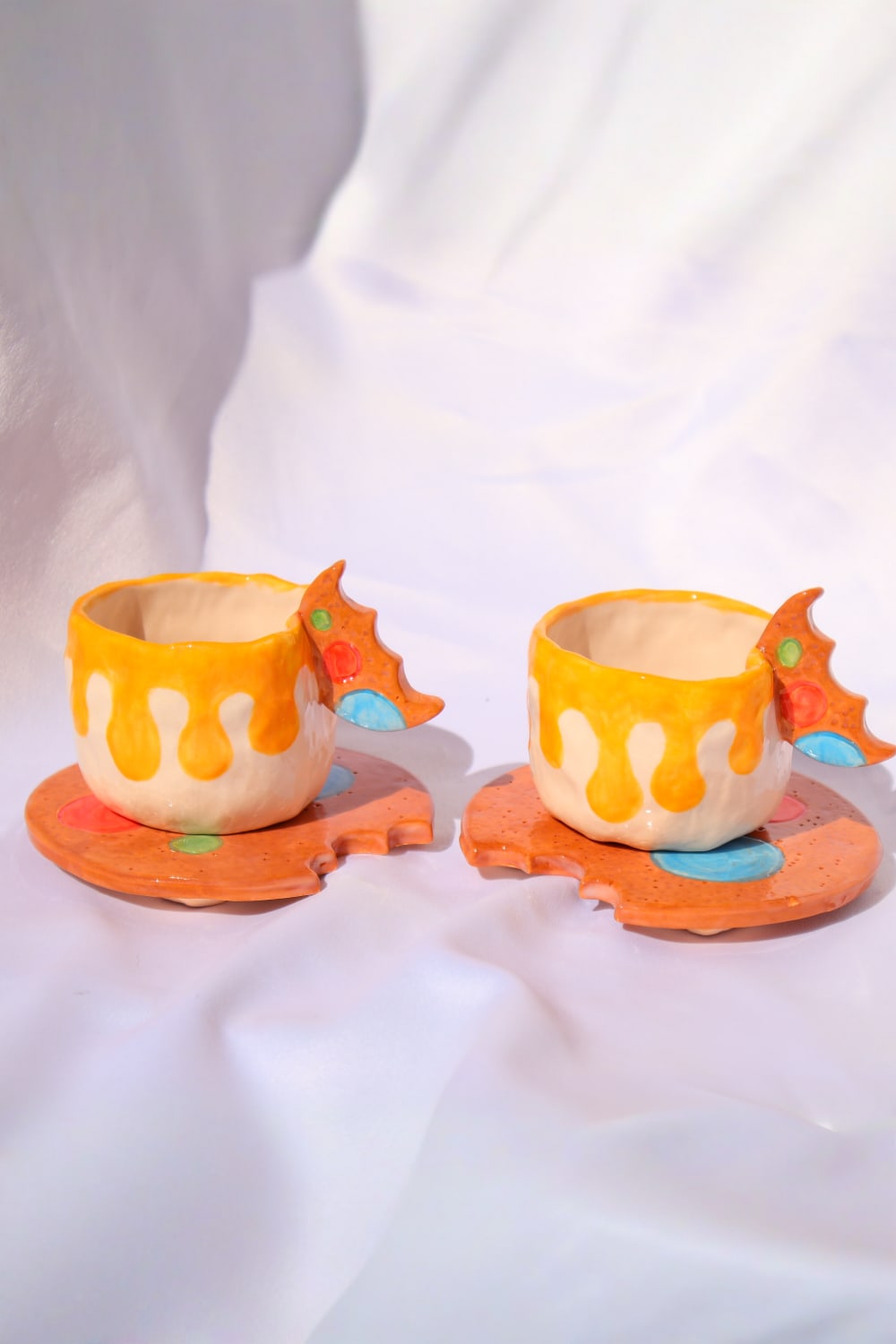 Lily & Loly Ceramics-Cookie 2'li Seramik Türk Kahvesi Fincan Seti - Kurabiye Kulplu El Yapımı Fincanlar-Bardak-1-Milagron.com
