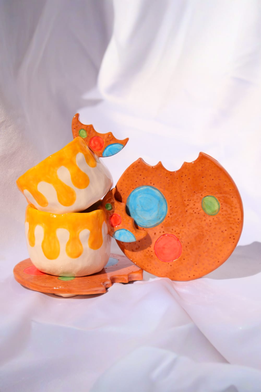Lily & Loly Ceramics-Cookie 2'li Seramik Türk Kahvesi Fincan Seti - Kurabiye Kulplu El Yapımı Fincanlar-Bardak-2-Milagron.com