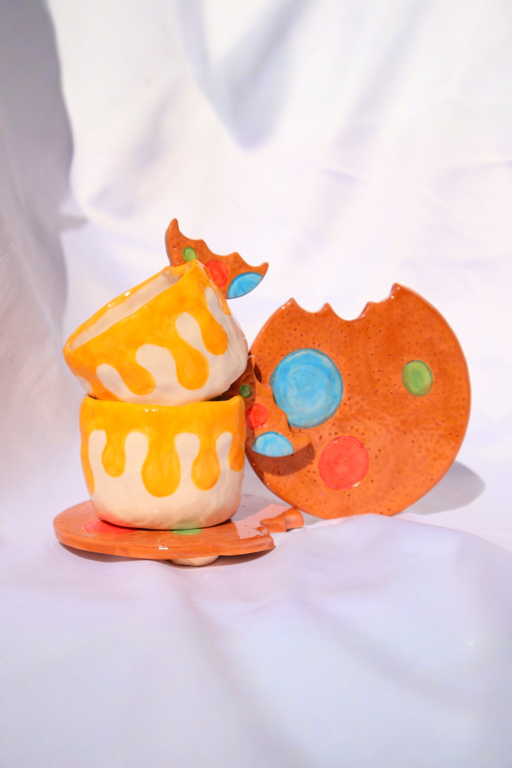 Lily & Loly Ceramics-Cookie 2'li Seramik Türk Kahvesi Fincan Seti - Kurabiye Kulplu El Yapımı Fincanlar-Bardak-3-Milagron.com