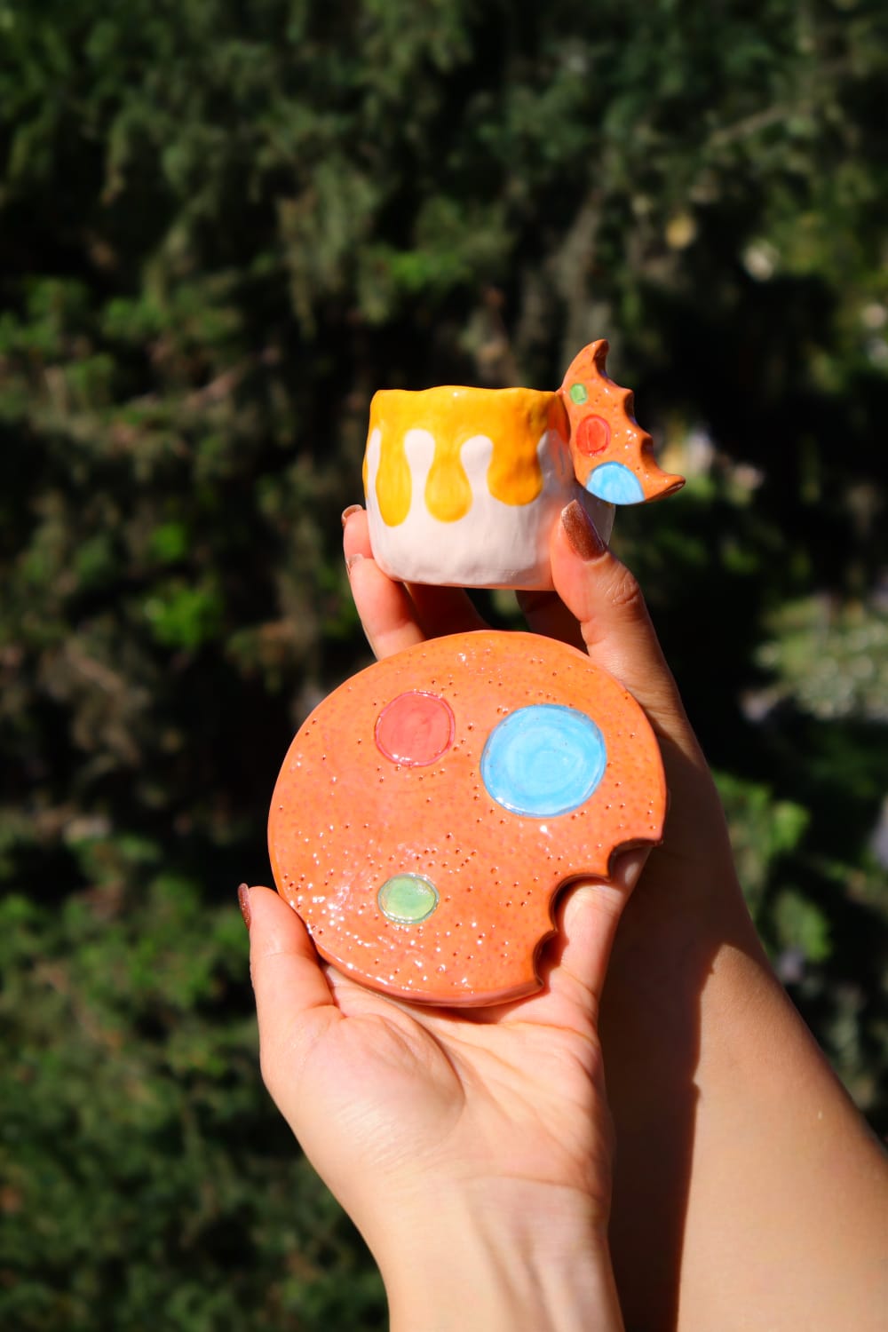 Lily & Loly Ceramics-Cookie 2'li Seramik Türk Kahvesi Fincan Seti - Kurabiye Kulplu El Yapımı Fincanlar-Bardak-7-Milagron.com