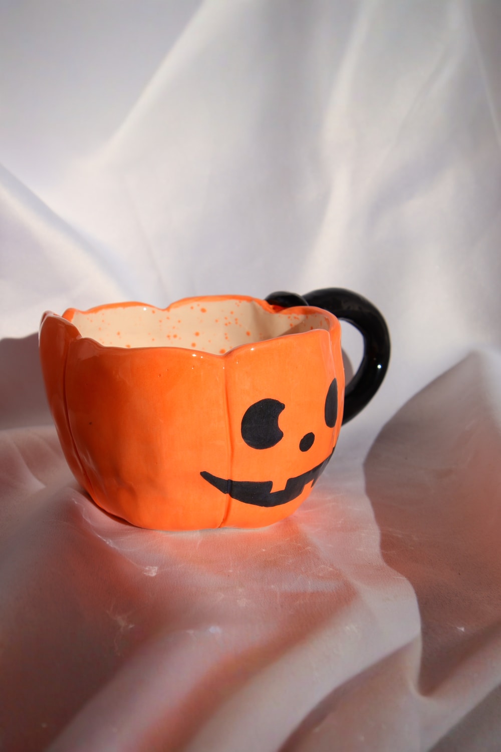 Lily & Loly Ceramics-Halloween Serisi “ Pumpkin“ Kupa- Turuncu Balkabaklı Kupa- El Yapımı Seramik Mug 200 Ml-Bardak-5-Milagron.com