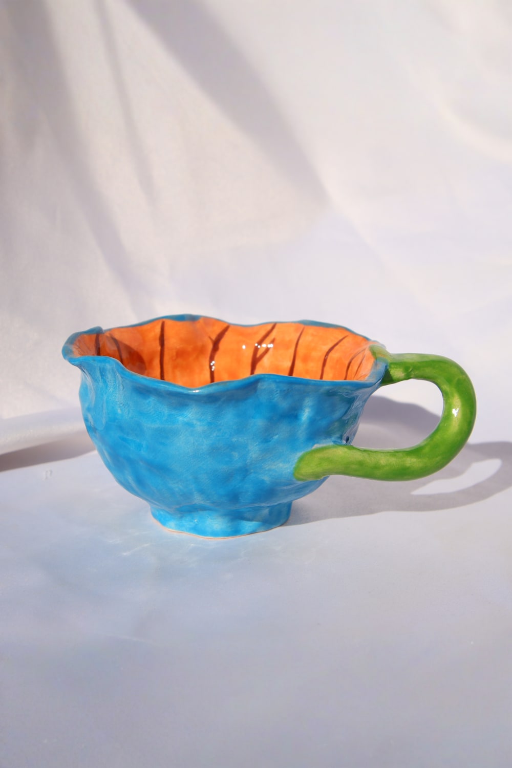 Lily & Loly Ceramics-Lily Serisi El Yapımı Mavi "flower" Çiçek Seramik Kupa 120 Ml-Bardak-4-Milagron.com