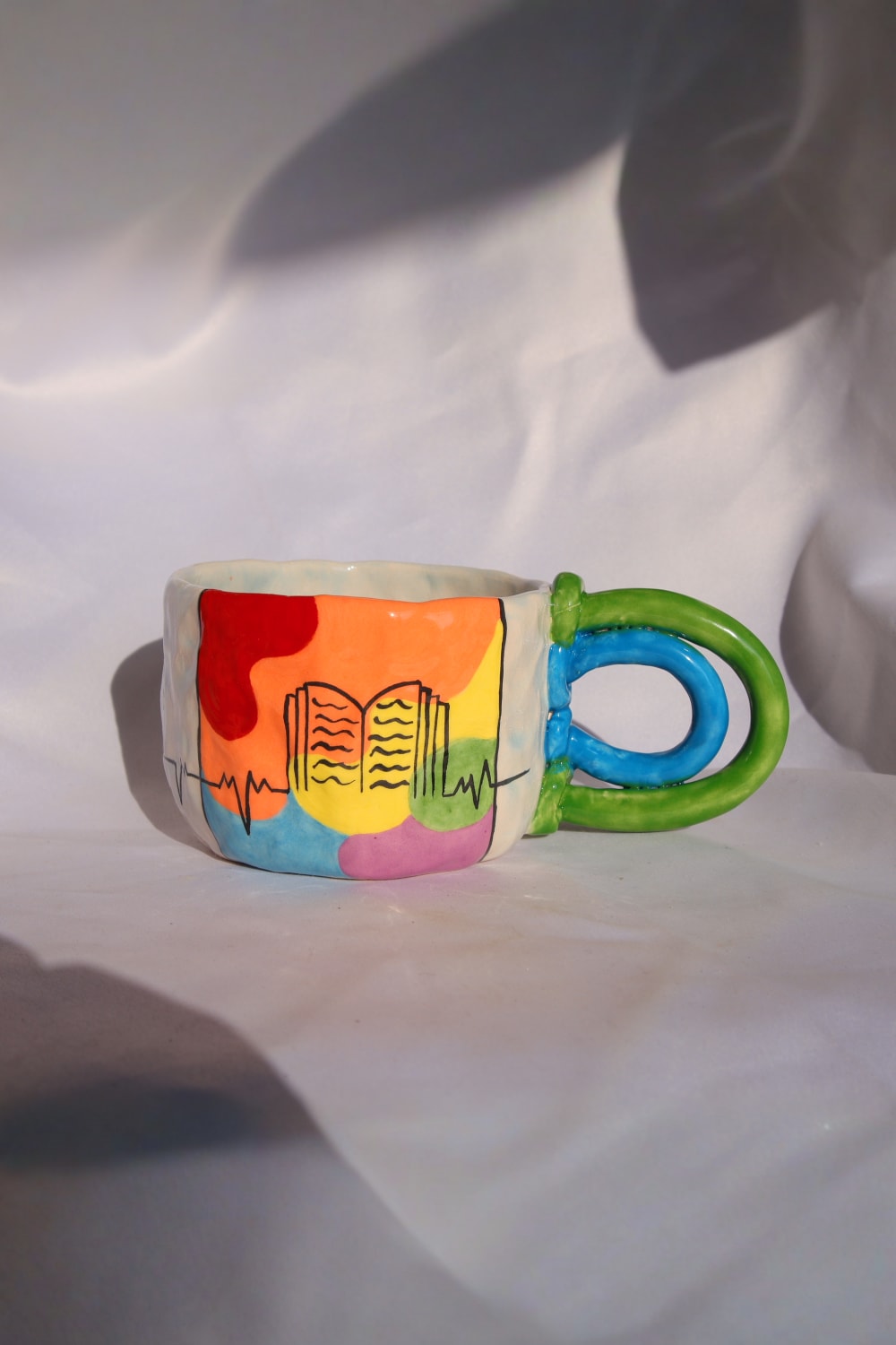 Lily & Loly Ceramics-Lily Serisi “imagine” Tekli Kupa - Kitaplı Çizimli Mottolu Kupa- El Yapımı Seramik Mug 200ml-Bardak-4-Milagron.com
