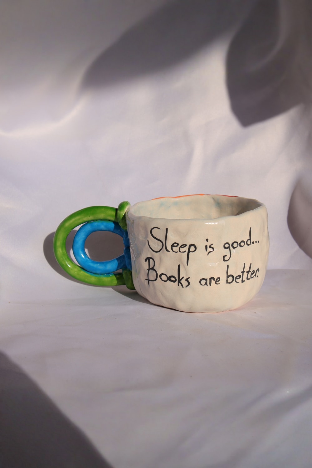 Lily & Loly Ceramics-Lily Serisi “imagine” Tekli Kupa - Kitaplı Çizimli Mottolu Kupa- El Yapımı Seramik Mug 200ml-Bardak-5-Milagron.com