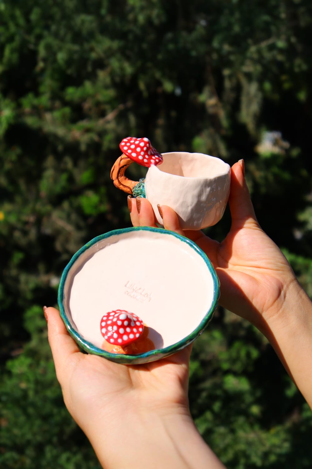 Lily & Loly Ceramics-Lily Serisi "mushrooms" Mantarlı 2'li Türk Kahvesi Seti- Mantar Kulplu El Yapımı Seramik Fincan-Bardak-10-Milagron.com