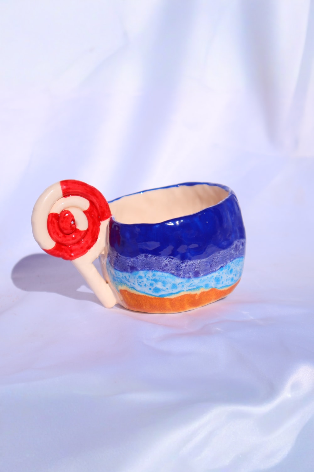 Lily & Loly Ceramics-Lolipop Kulplu Deniz Efektli El Yapımı Seramik Kupa 200 Ml-Bardak-4-Milagron.com