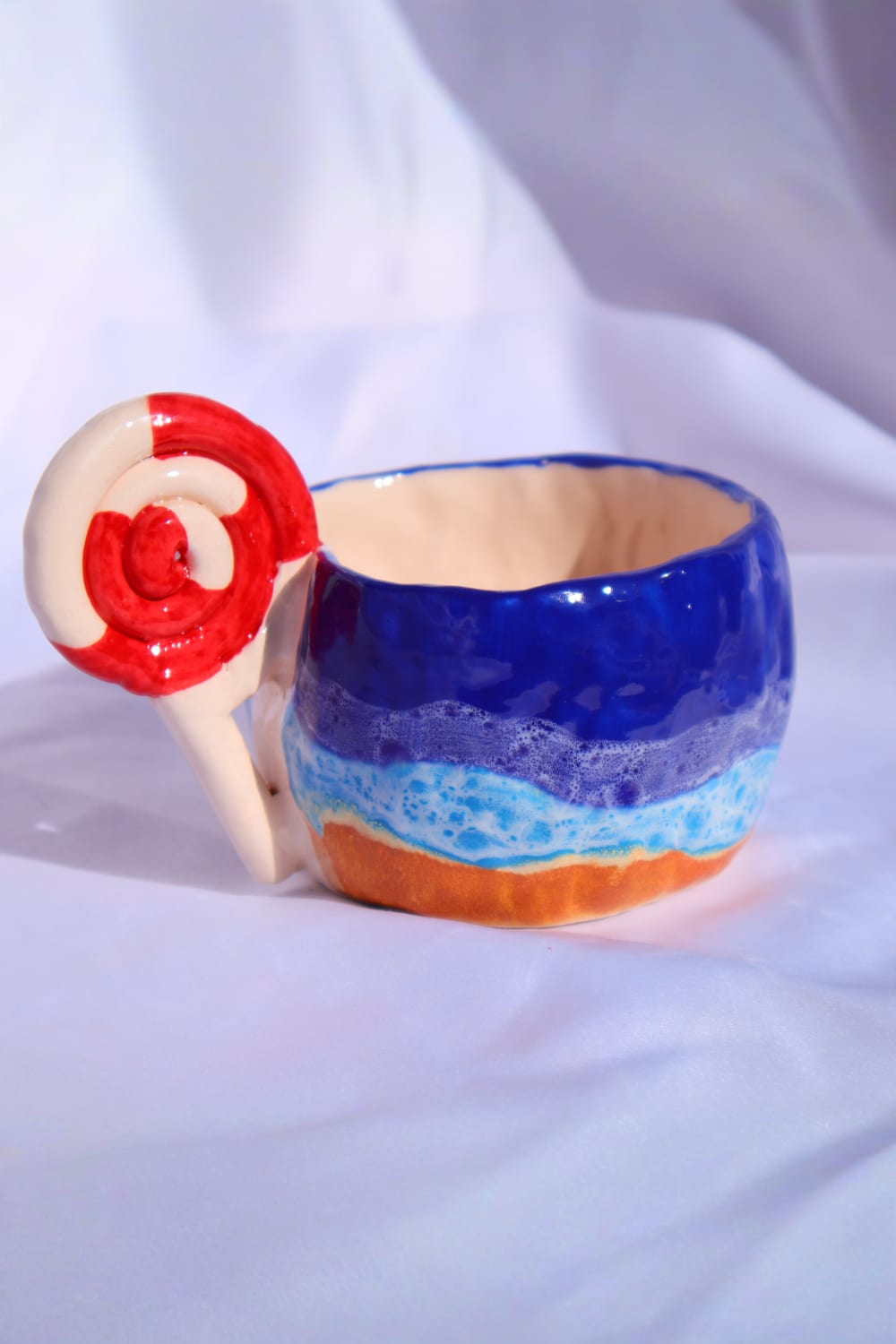 Lily & Loly Ceramics-Lolipop Kulplu Deniz Efektli El Yapımı Seramik Kupa 200 Ml-Bardak-5-Milagron.com