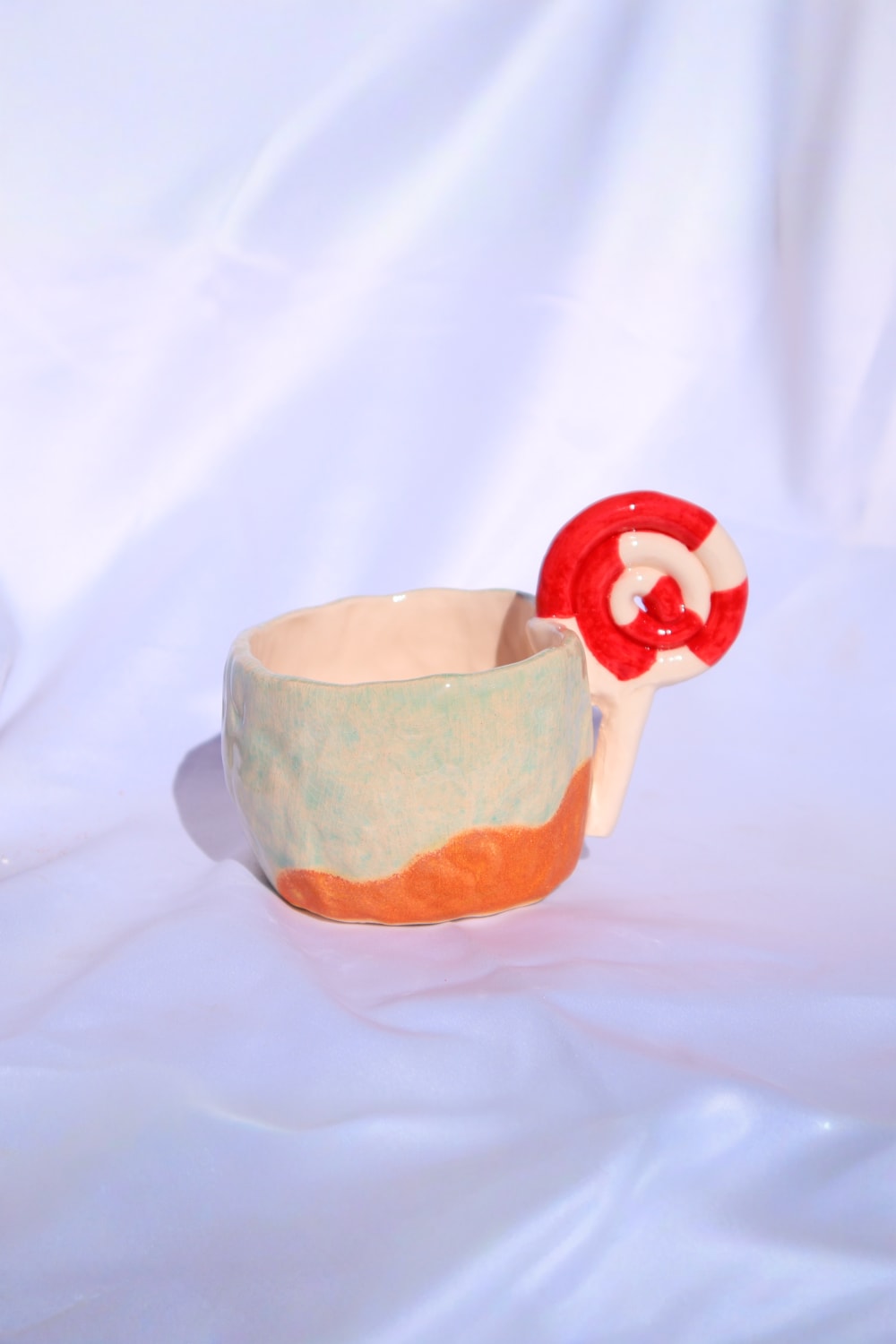 Lily & Loly Ceramics-Lolipop Kulplu Kumsal Efektli, El Yapımı Tasarım Kupa 200 Ml-Bardak-1-Milagron.com