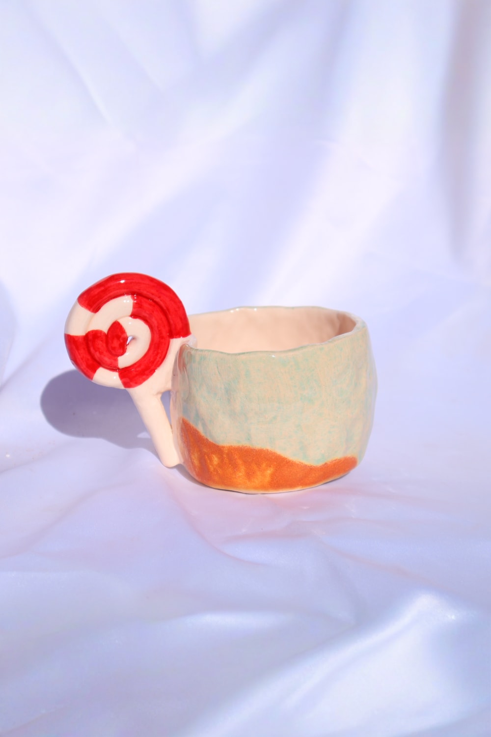 Lily & Loly Ceramics-Lolipop Kulplu Kumsal Efektli, El Yapımı Tasarım Kupa 200 Ml-Bardak-5-Milagron.com