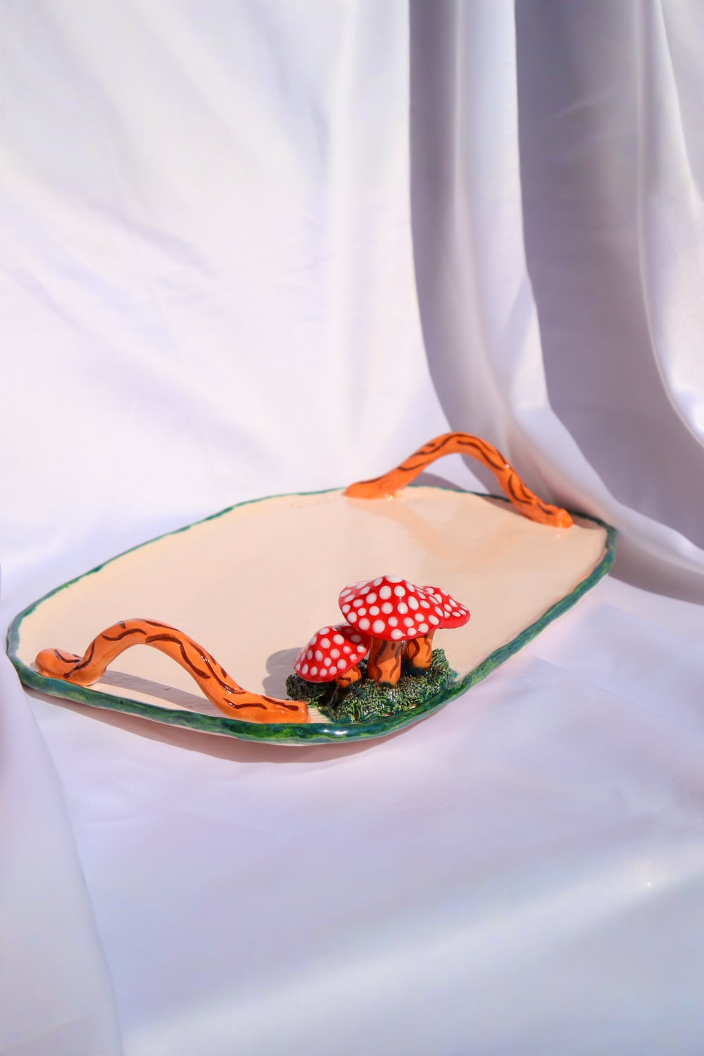 Lily & Loly Ceramics-Mantar Figürlü El Yapımı Seramik Tepsi - Sunum Tepsisi Ve Nişan Tepsisi-Sunum Aksesuarları-2-Milagron.com