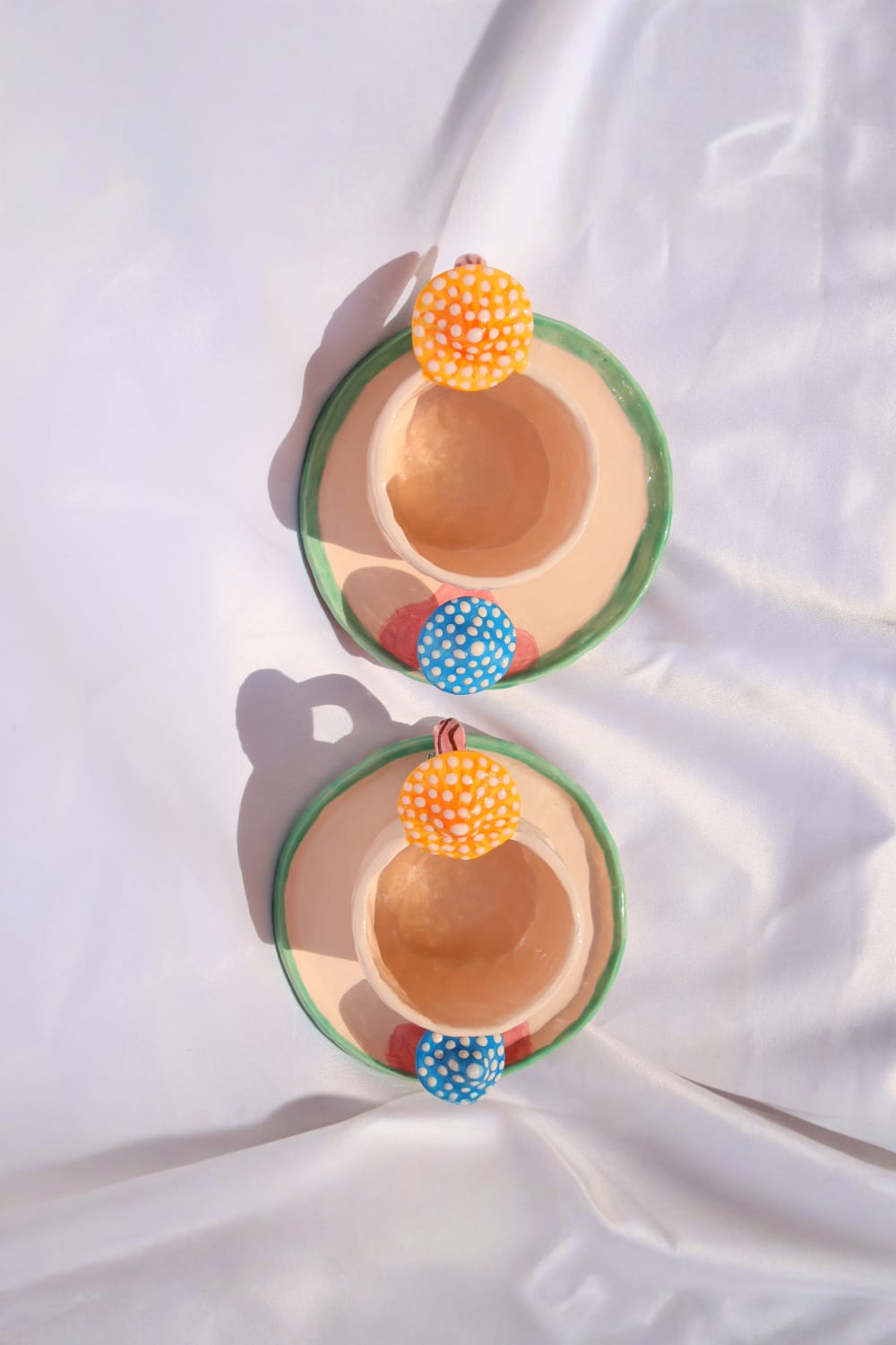 Lily & Loly Ceramics-Renkli Magic Mushrooms Mantarlı Türk Kahvesi Fincan Seti 2'li-Bardak-3-Milagron.com