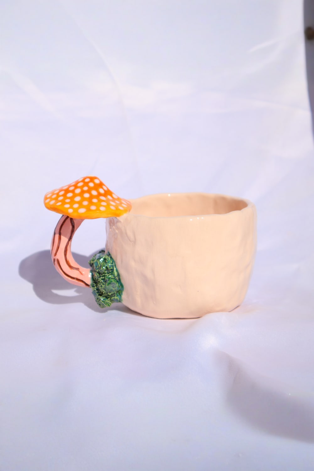 Lily & Loly Ceramics-Renkli Mantar Desenli, Mantarlı Kupa - Mantar Kulplu El Yapımı Seramik Mug 200 Ml-Bardak-4-Milagron.com