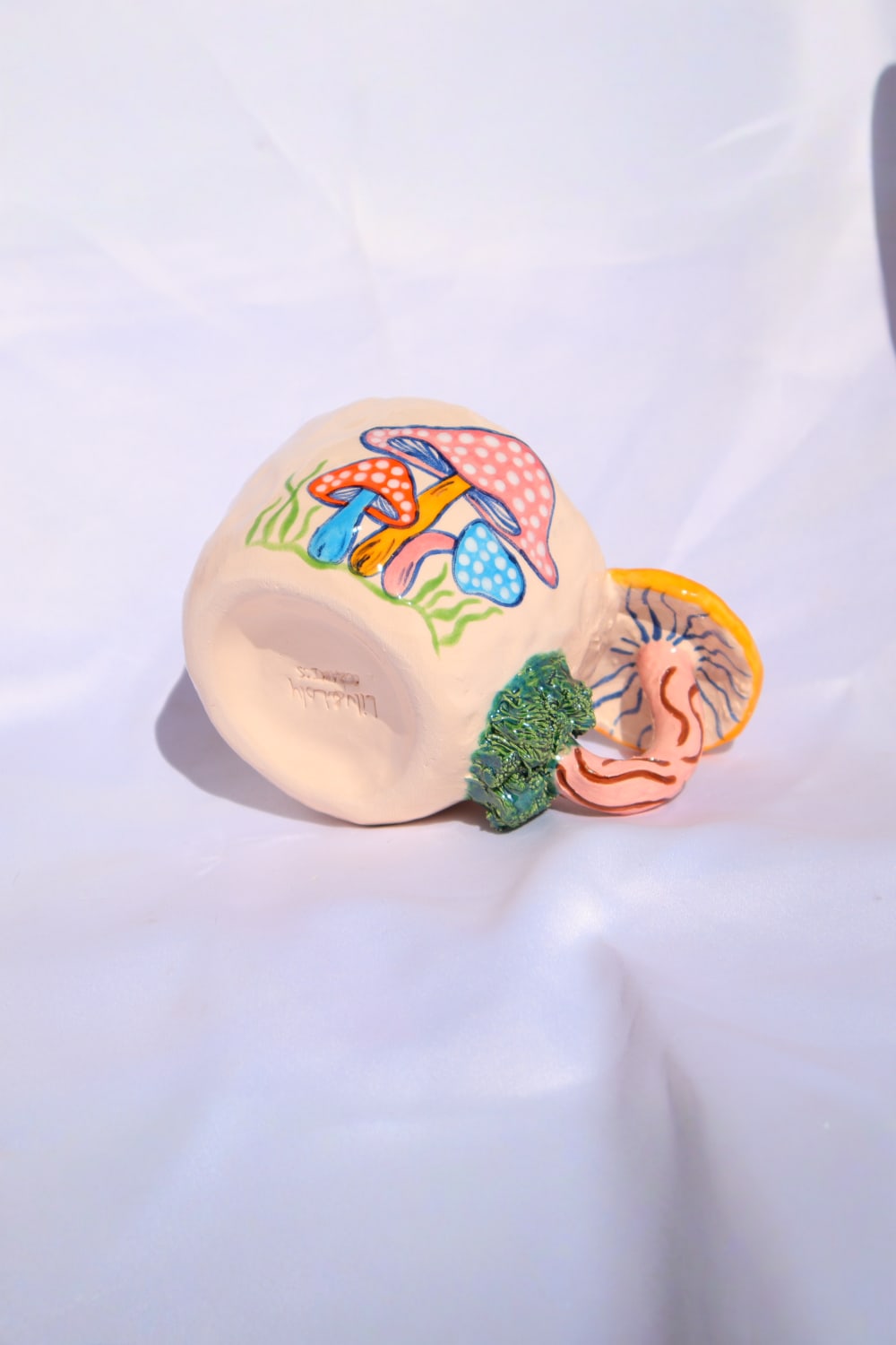 Lily & Loly Ceramics-Renkli Mantar Desenli, Mantarlı Kupa - Mantar Kulplu El Yapımı Seramik Mug 200 Ml-Bardak-6-Milagron.com