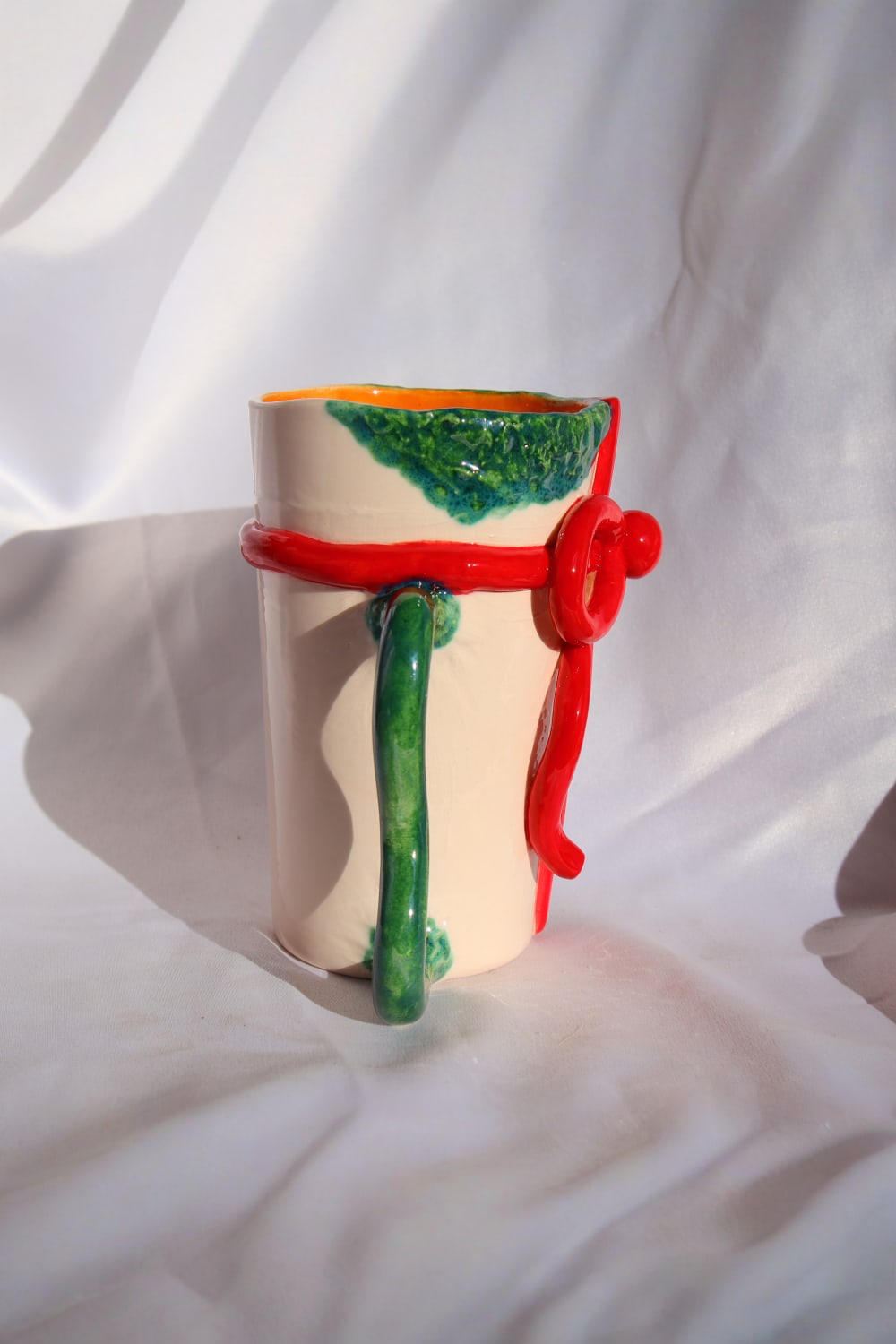 Lily & Loly Ceramics-Sevgililer Günü Serisi “ Kırmızı Fiyonklu Hediye Paketi” Kupa - El Yapımı Seramik Kupa Mug 300 Ml.-Bardak-6-Milagron.com