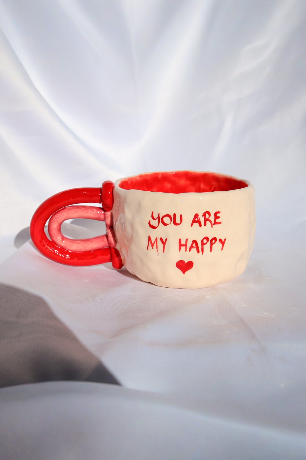 Lily & Loly Ceramics-Sevgililer Günü Serisi Uçan Kalp Çizimli El Yapımı Seramik Tekli Kupa 200 Ml-Bardak-6-Milagron.com