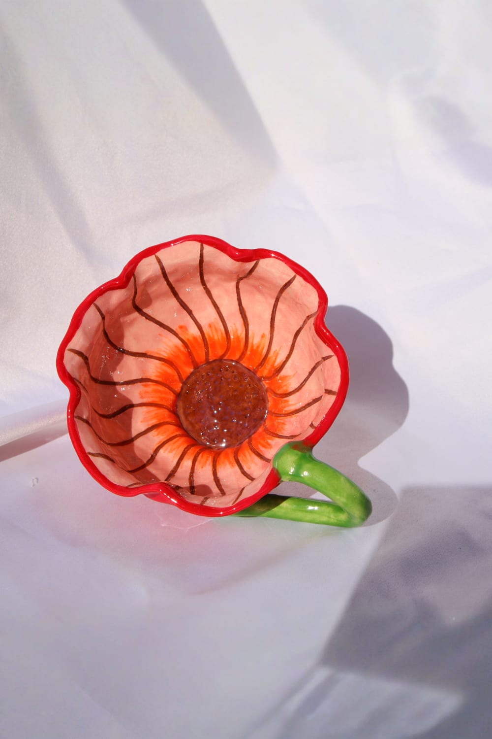 Lily & Loly Ceramics-Sevgililer Günü Serisi "flower " El Yapımı Kırmızı Çiçek Formunda Seramik Kupa 120 Ml-Bardak-1-Milagron.com