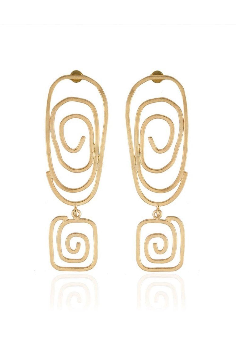 Linya Jewellery-Altı Kare Spiral Küpe-Küpe-1-Milagron.com