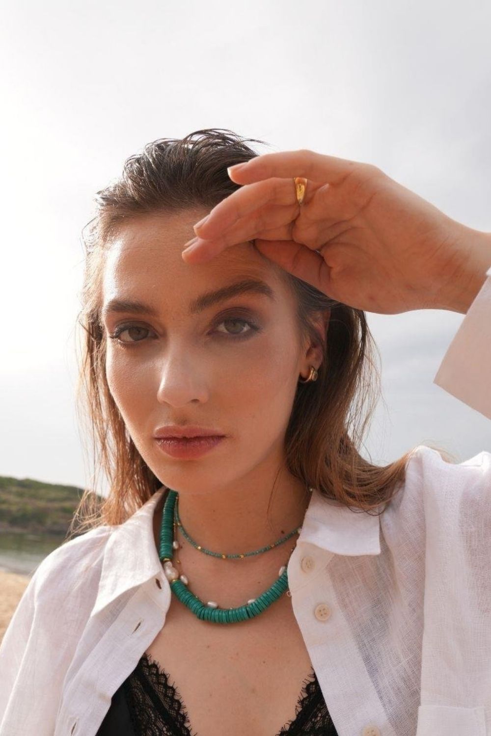 Linya Jewellery-Alya Turkuaz Büyük İncili Kolye-Kolye-2-Milagron.com
