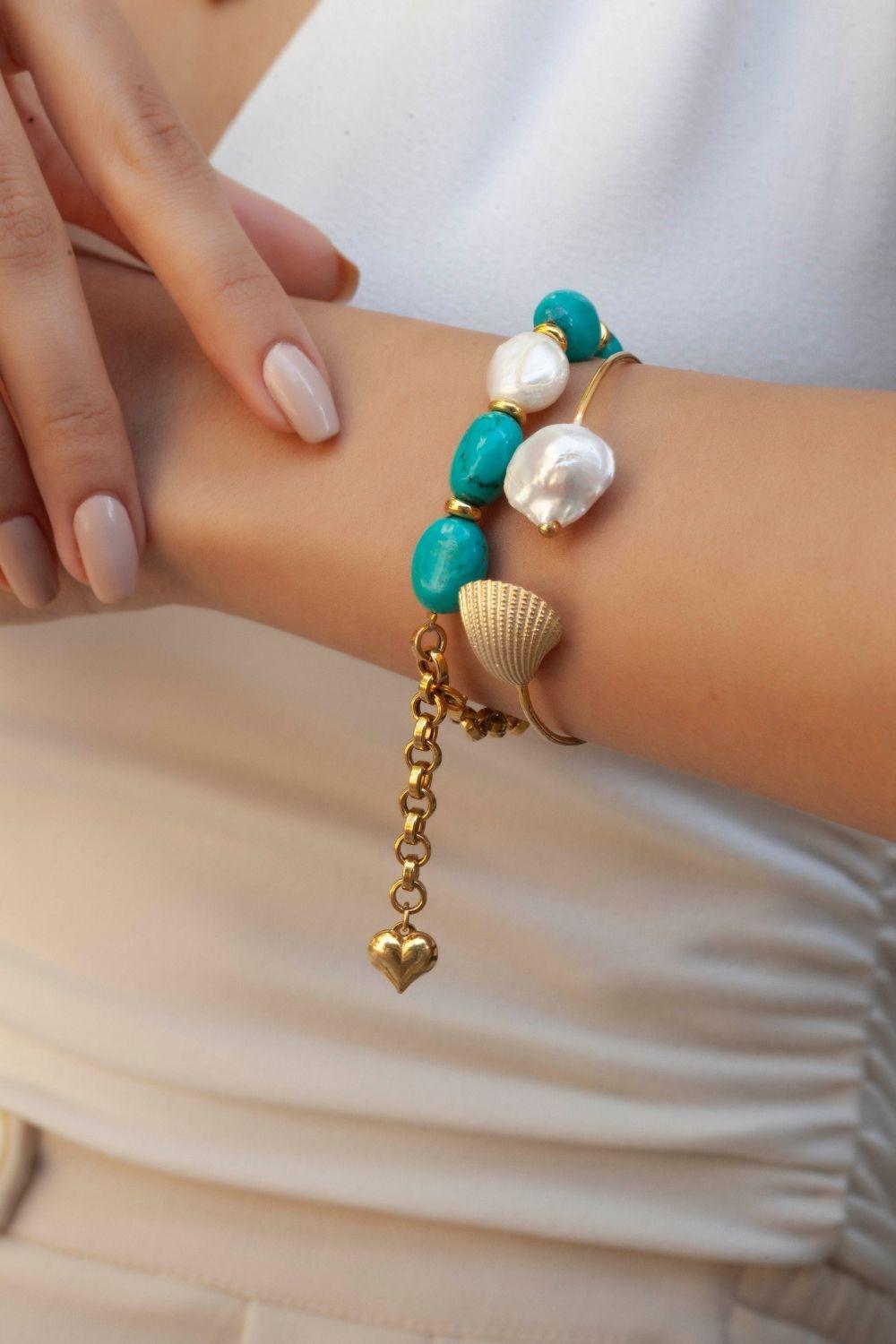 Linya Jewellery-Assora Turkuaz Taşlı Bileklik-Bileklik-3-Milagron.com