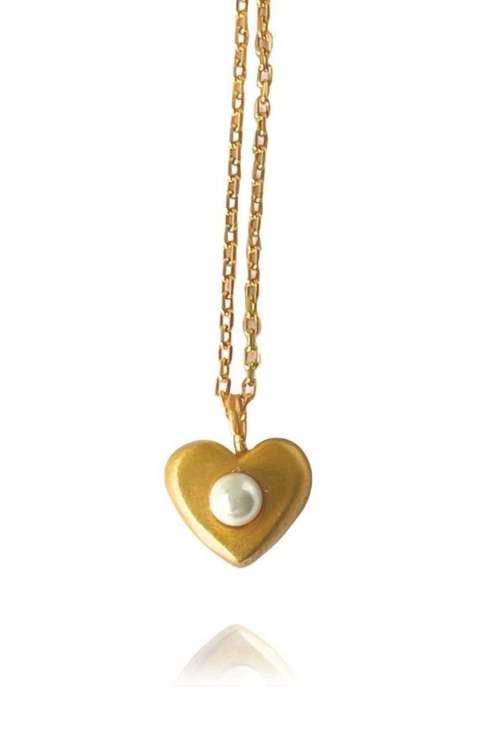 Linya Jewellery-Aura Minimal İncili Kalp Kolye-Kolye-1-Milagron.com