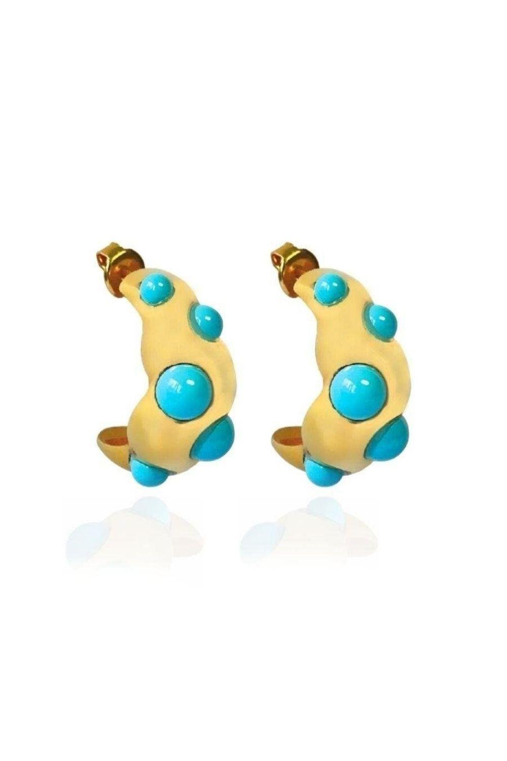 Linya Jewellery-Ayza Turkuaz Halka Küpe-Küpe-1-Milagron.com