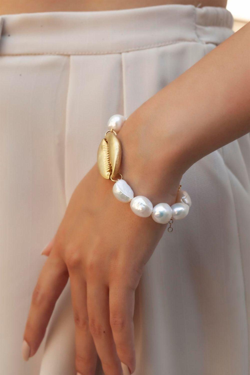 Linya Jewellery-Berla Midye İnci Bileklik-Bileklik-2-Milagron.com