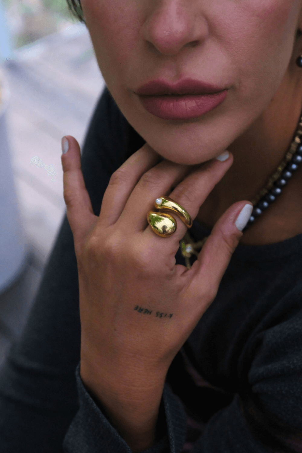 Linya Jewellery-Bersa Büyük İncili Yüzük Gümüş-Yüzük-2-Milagron.com