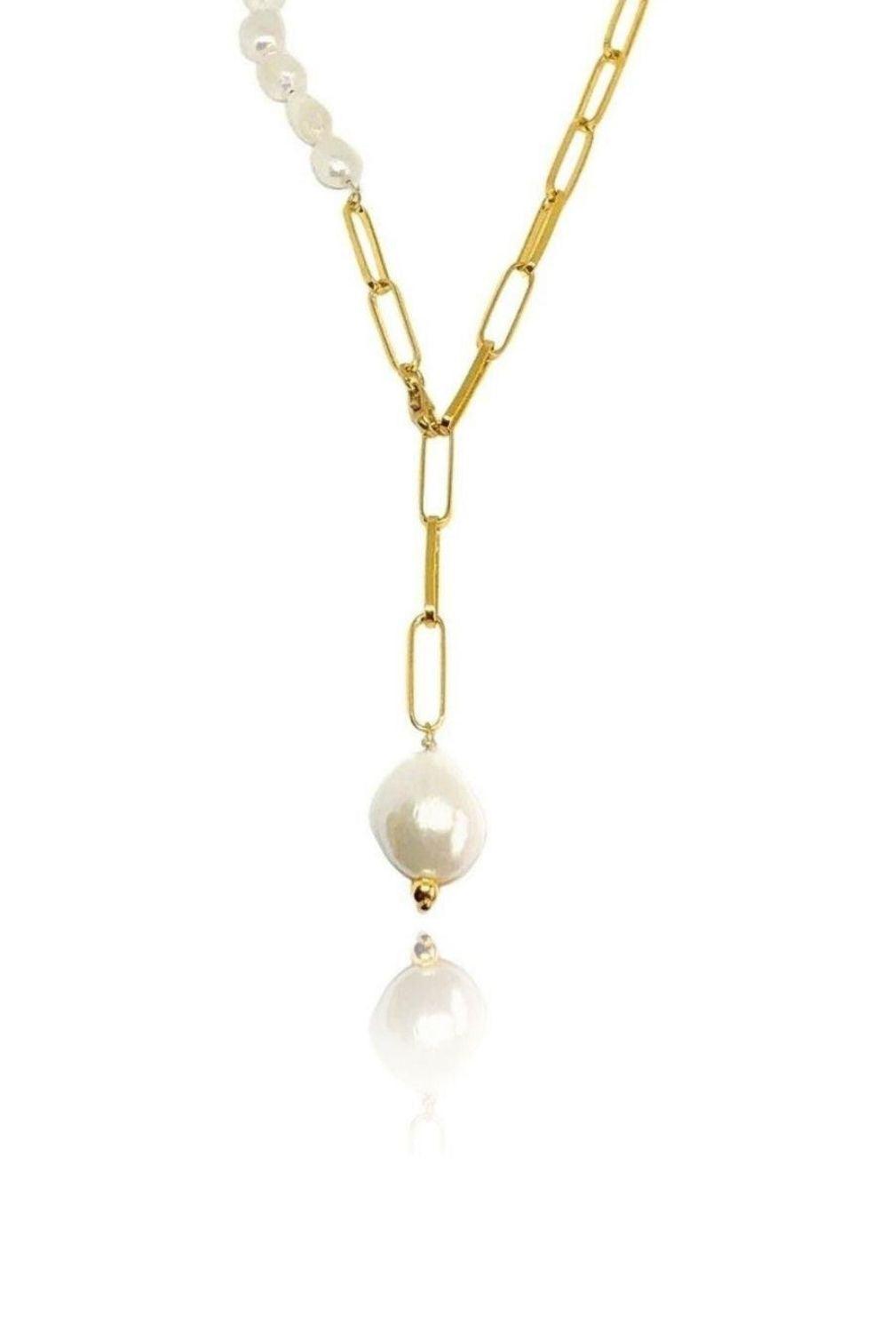 Linya Jewellery-Bety Zincirli İnci Kolye-Kolye-1-Milagron.com