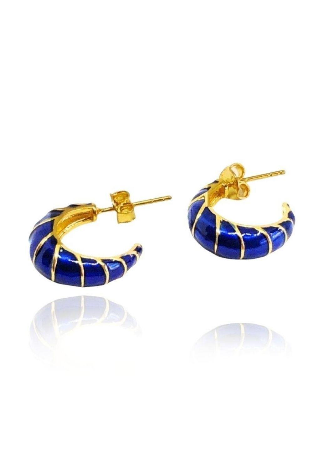 Linya Jewellery-Bonita Lacivert Mineli Küpe-Küpe-1-Milagron.com
