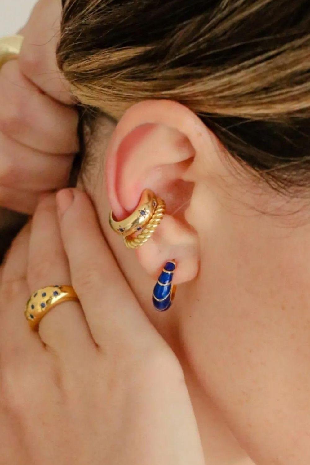 Linya Jewellery-Bonita Lacivert Mineli Küpe-Küpe-2-Milagron.com