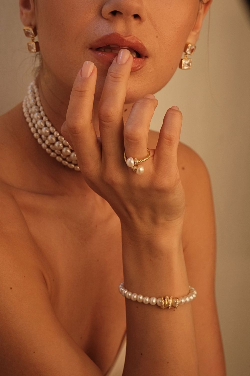 Burgulu Sarmal İNci YüZüK Gold - 4