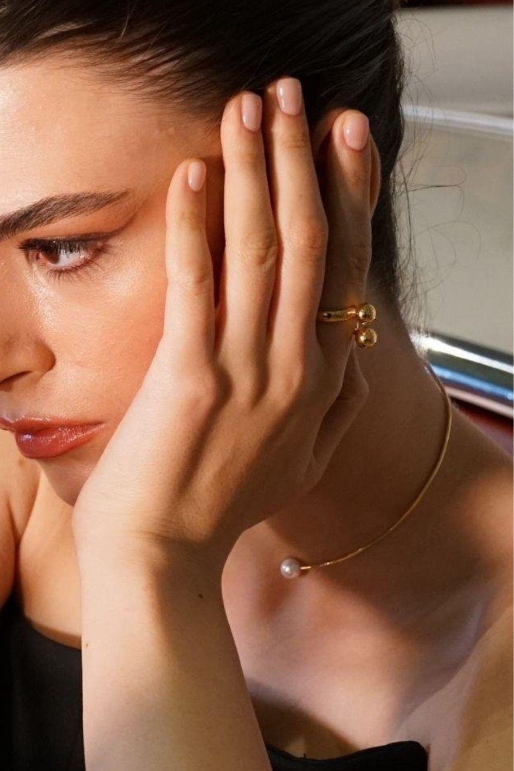 Linya Jewellery-Çift Topçuklu Yüzük Gold-Yüzük-4-Milagron.com