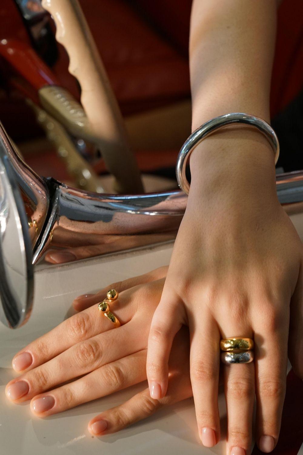 Linya Jewellery-Çift Topçuklu Yüzük Gold-Yüzük-5-Milagron.com