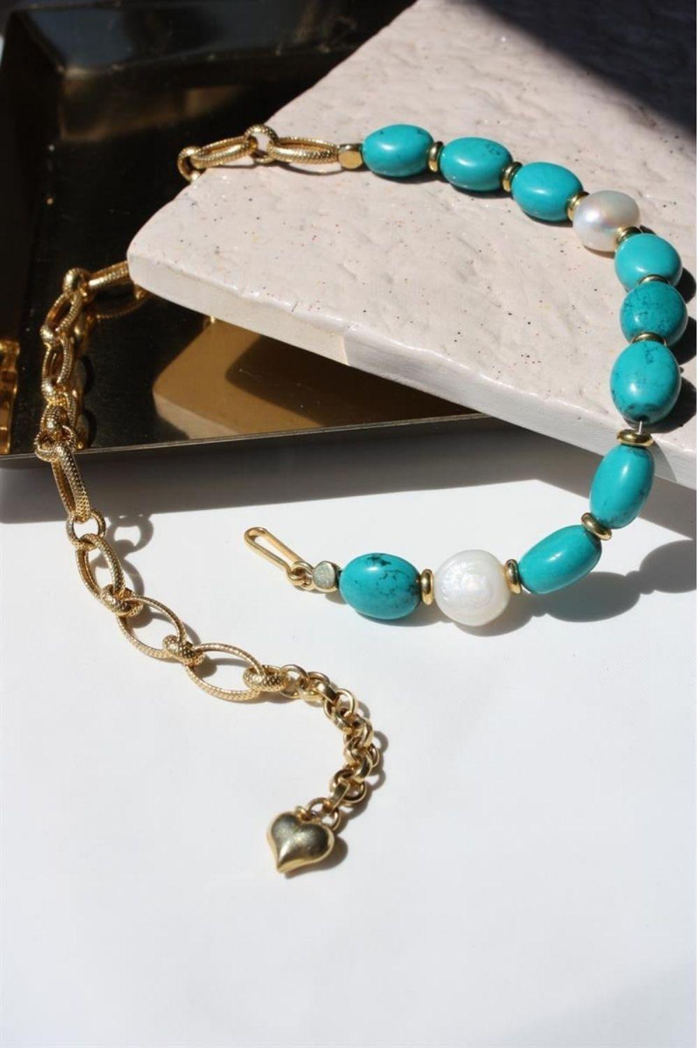 Linya Jewellery-Comiso Turkuaz Zincir Kolye-Kolye-2-Milagron.com
