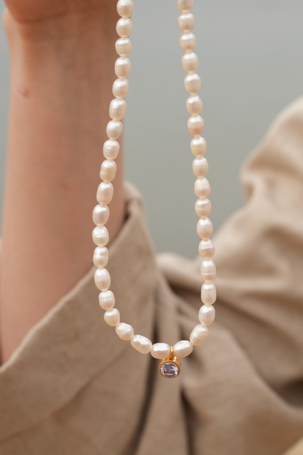 Linya Jewellery-Cosmic Büyük İncili Burç Kolye Açık Yeşil-Kolye-4-Milagron.com