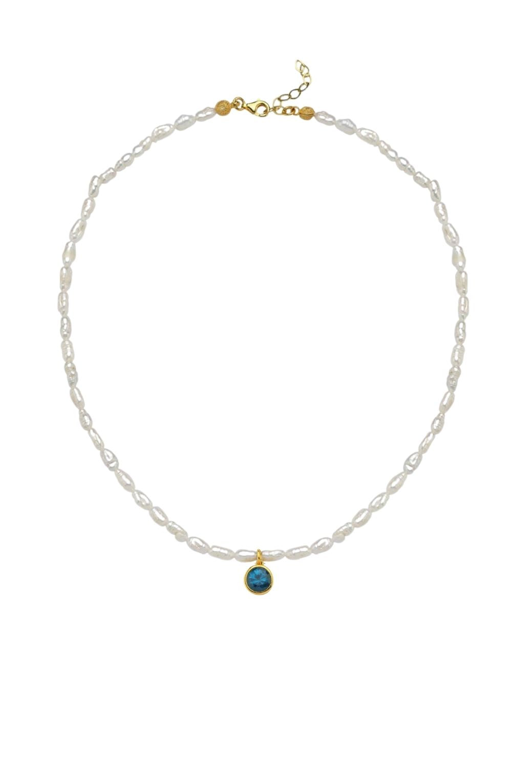 Linya Jewellery-Cosmic Küçük İncili Burç Kolye Mavi-Kolye-1-Milagron.com