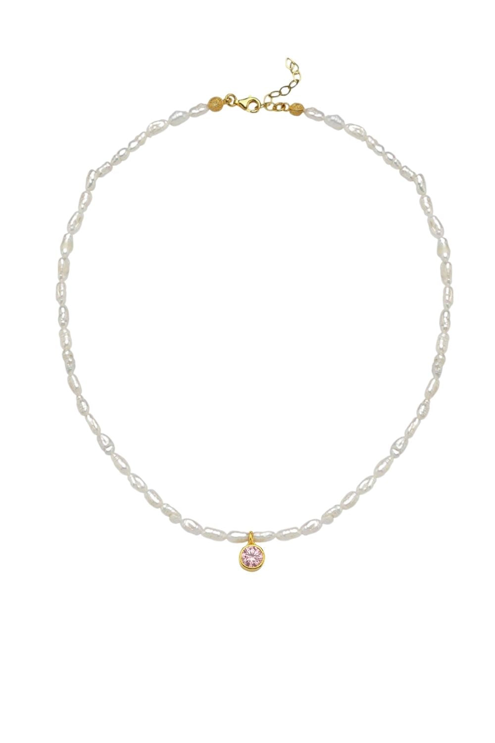 Linya Jewellery-Cosmic Küçük İncili Burç Kolye Pembe-Kolye-1-Milagron.com
