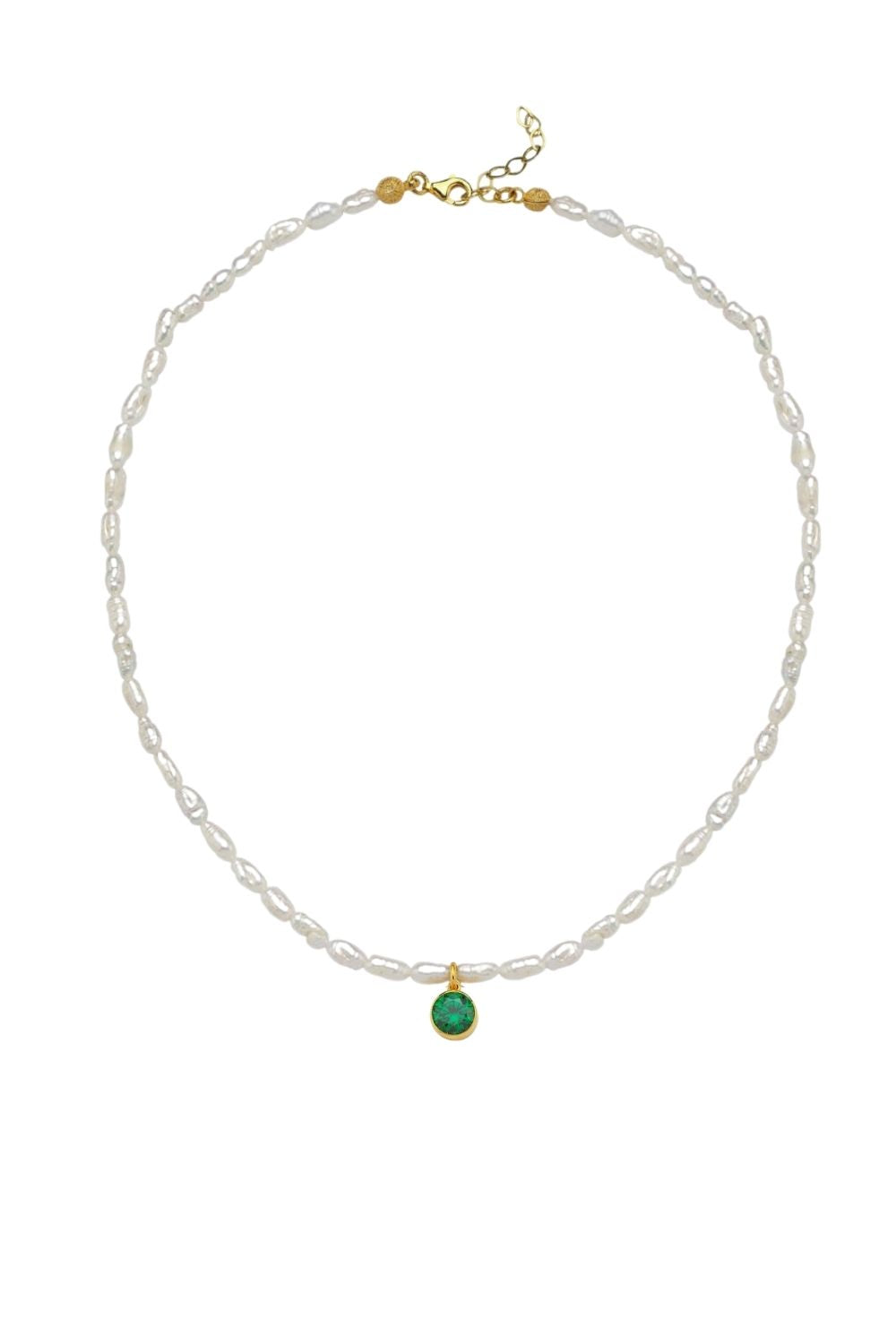 Linya Jewellery-Cosmic Küçük İncili Burç Kolye Yeşil-Kolye-1-Milagron.com