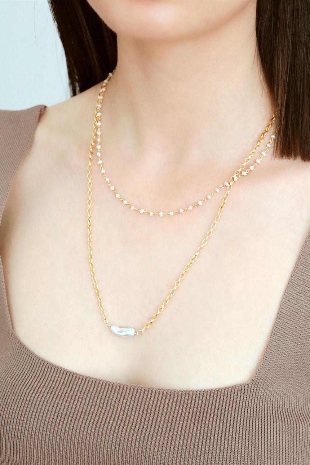 Linya Jewellery-Doby Çift Zincirli Kolye-Kolye-2-Milagron.com
