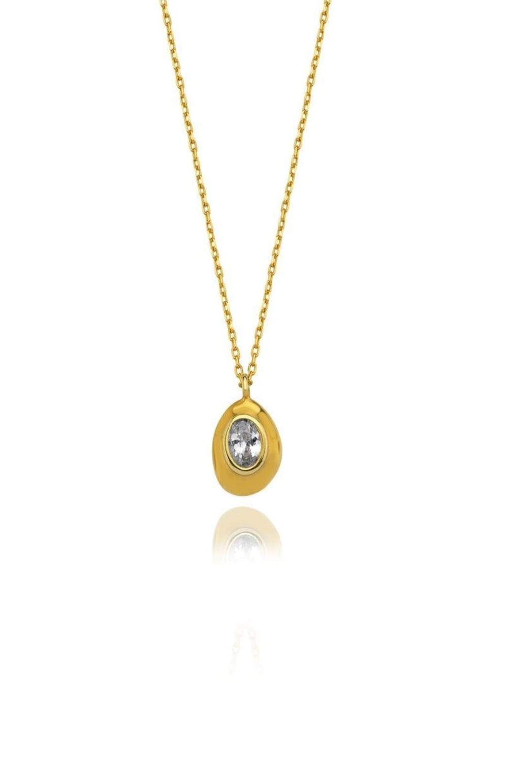 Linya Jewellery-Ella Beyaz Taşlı Oval Kolye-Kolye-1-Milagron.com