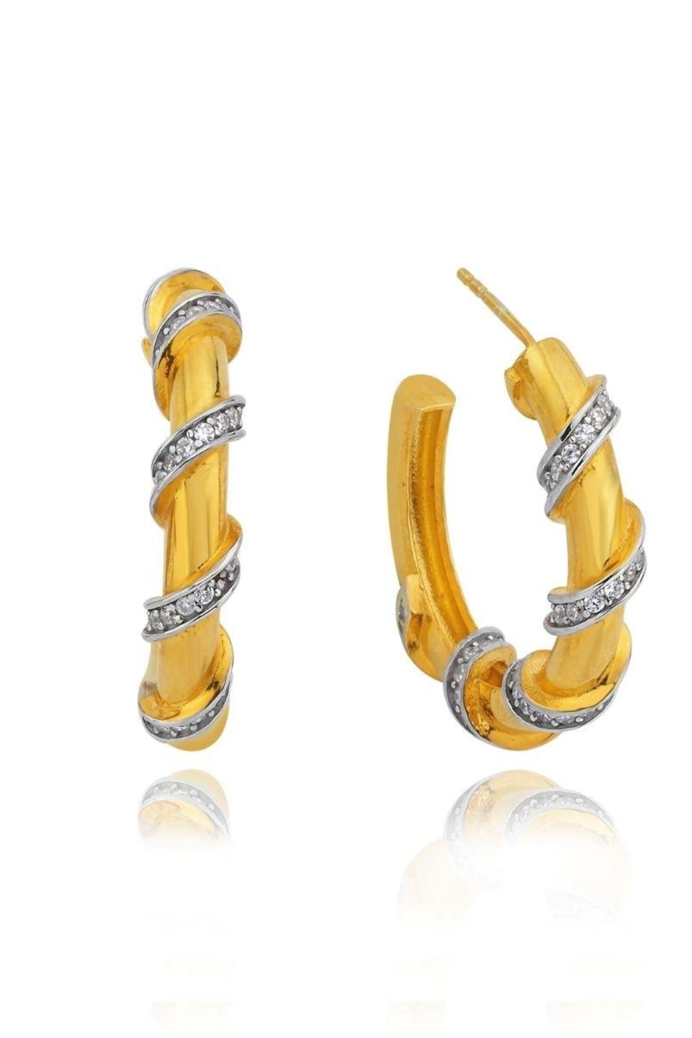 Linya Jewellery-Emily Beyaz Taşlı Halka Küpe-Küpe-1-Milagron.com