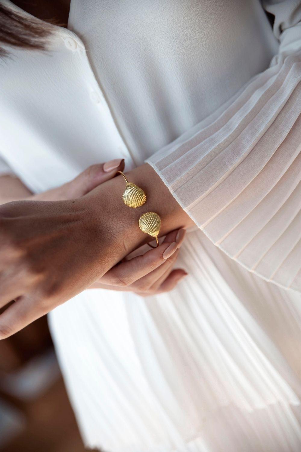 Linya Jewellery-İkili Deniz Kabuğu Kelepçe-Bileklik-3-Milagron.com