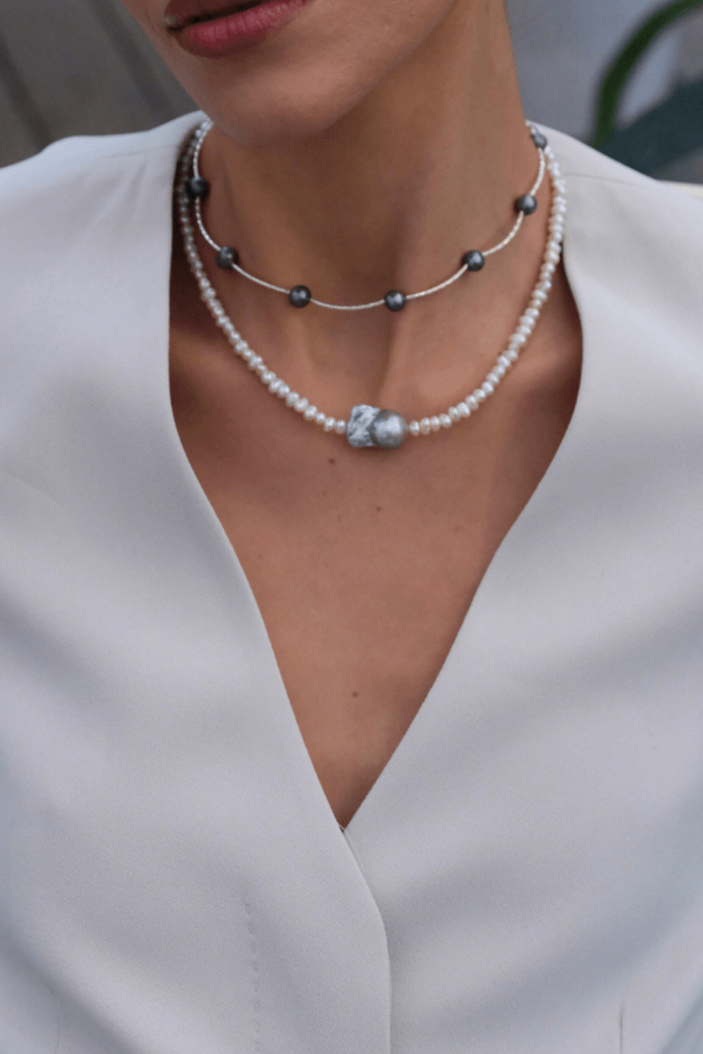 Linya Jewellery-İnka Gri Barok İncili Kolye-Kolye-3-Milagron.com